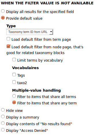 Ajout &quot;Contenu Has taxo term ID with depth - Contextual filters de Views