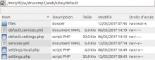 Arborescence du dossier default de drupal 8.3 (après installation)