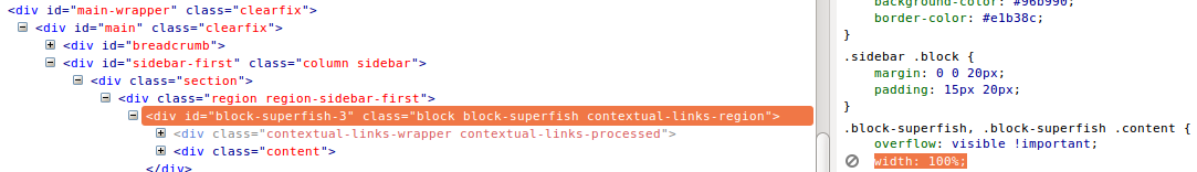 Code html et css menu superfish
